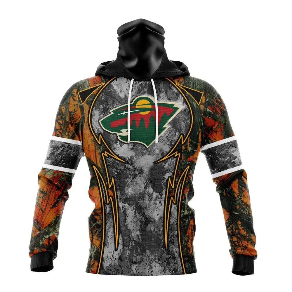 NHL Minnesota Wild | Specialized Design Wih Camo Concepts For Hungting In Forest Mask Hoodie