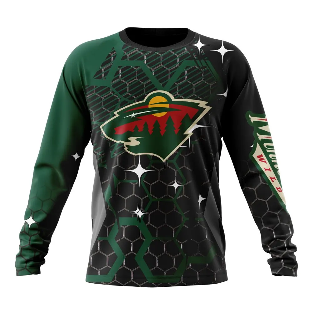 NHL Minnesota Wild | Specialized Design With Motocross Syle V0222 Long Sleeved Sweatshirt 