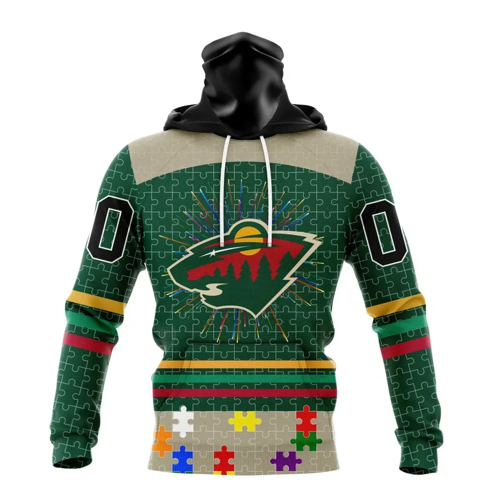 NHL Minnesota Wild | Specialized Fearless Aganst Autism V0122 Mask Hoodie