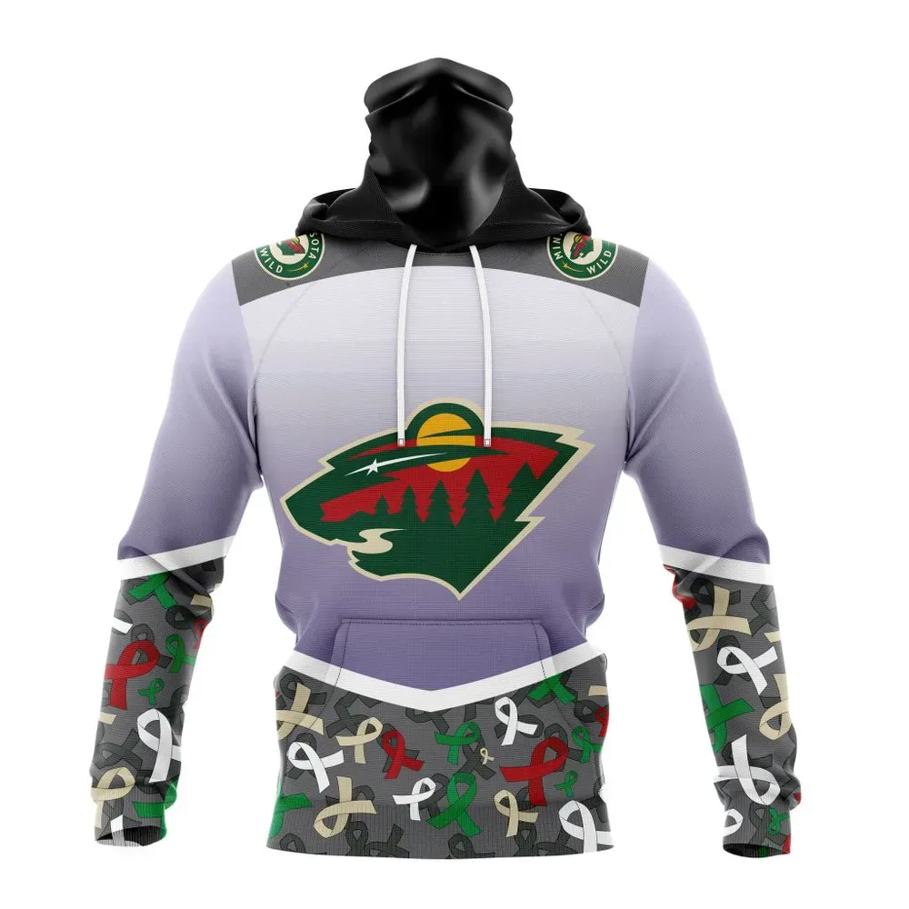 NHL Minnesota Wild | Specialized Sport Fights Again All Cancer V0122 Mask Hoodie