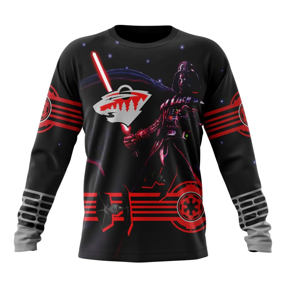 NHL Minnesota Wild | Specialized Starwar Darth Vader Version Jersey Long Sleeved Sweatshirt 