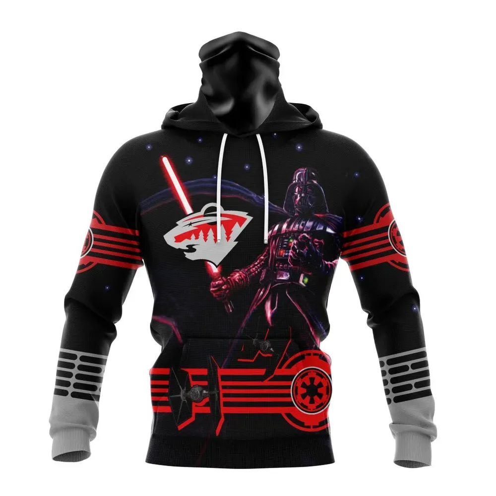 NHL Minnesota Wild | Specialized Starwar Darth Vader Version Jersey Mask Hoodie