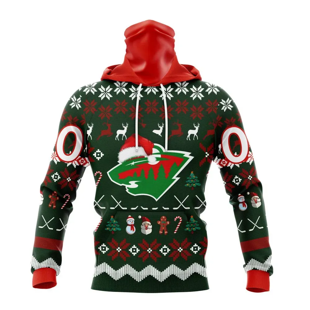 NHL Minnesota Wild | Specialized Unisex Christmas Is Coming Mask Hoodie