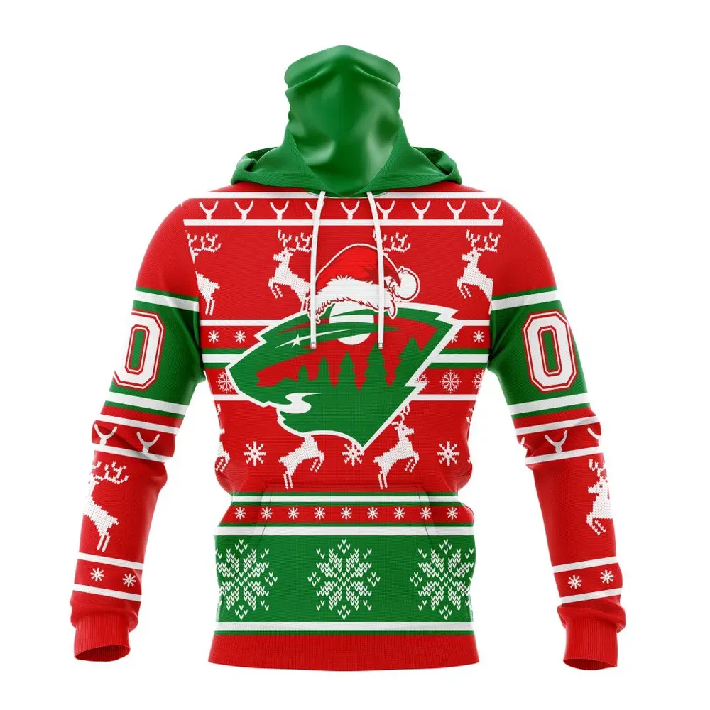 NHL Minnesota Wild | Specialized Unisex Christmas Is Coming V02 Mask Hoodie