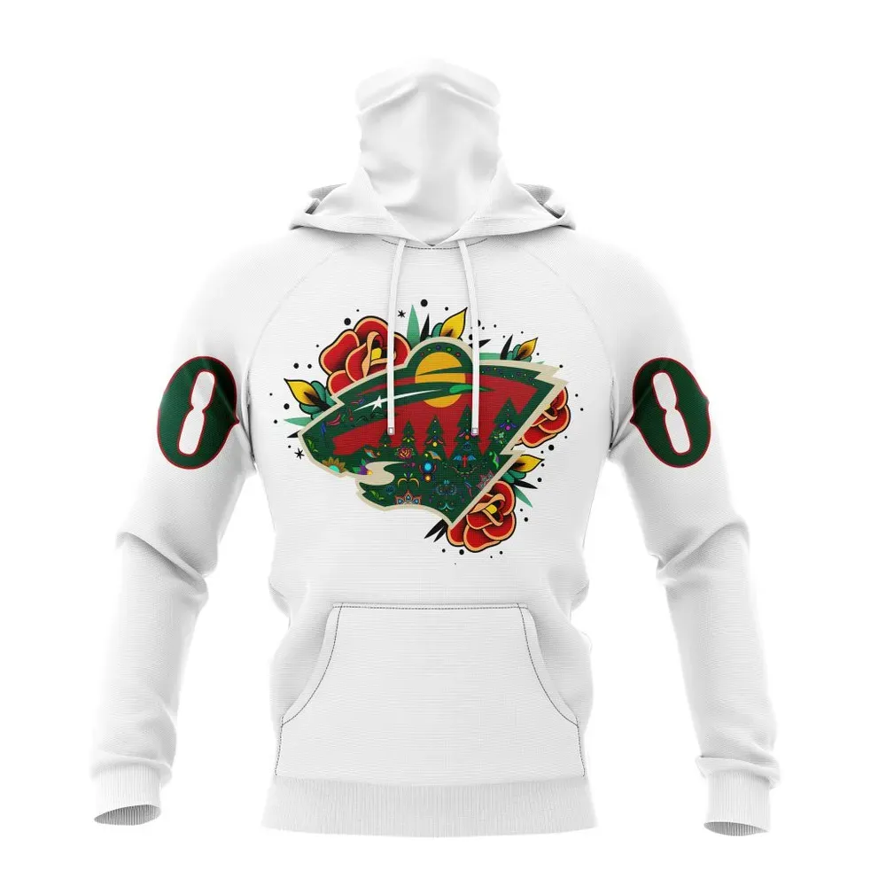 NHL Minnesota Wild | Specialized Unisex Kits Dia De Muertos Mask Hoodie