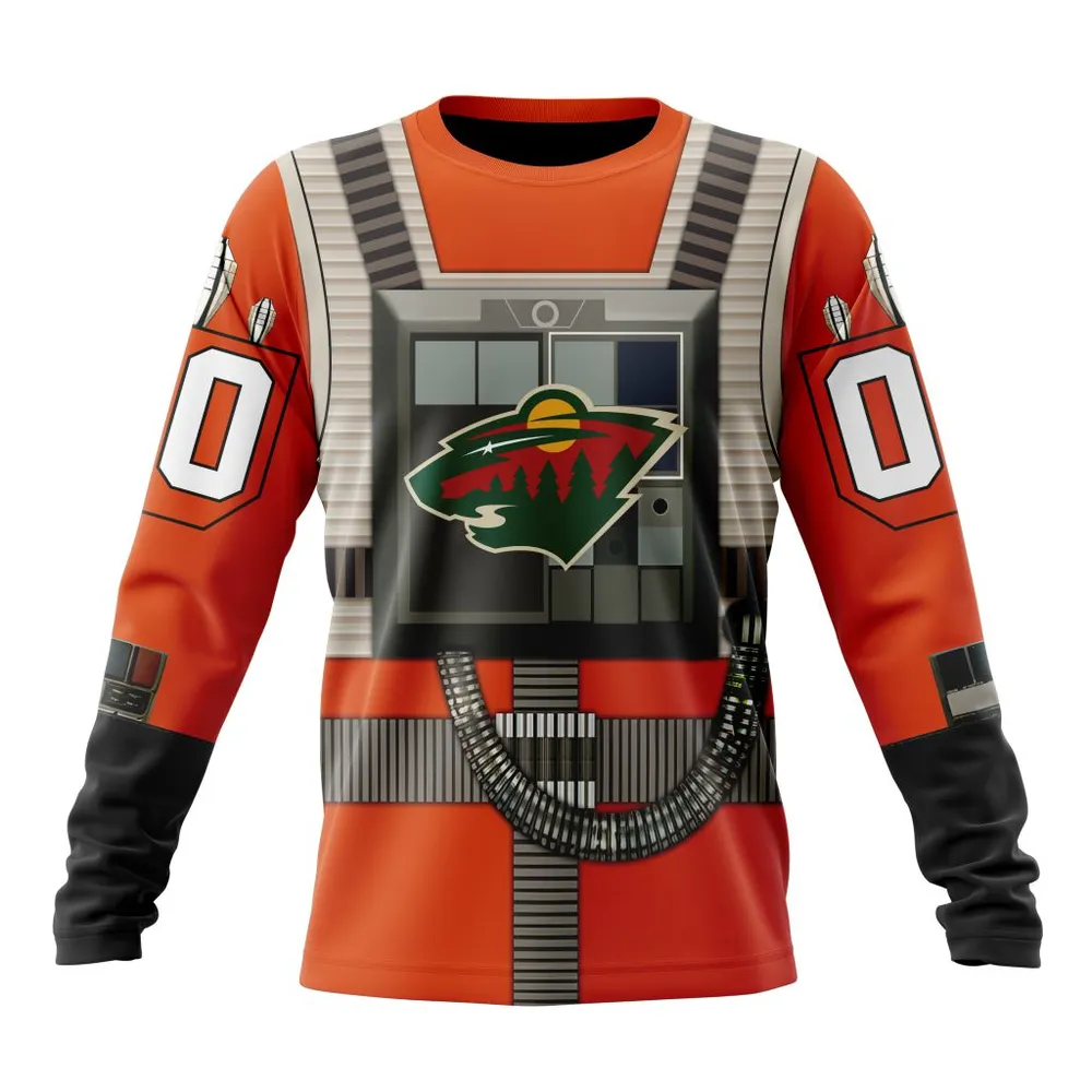 NHL Minnesota Wild Star Wars Rebel Pilot Design St2201 Long Sleeved Sweatshirt 