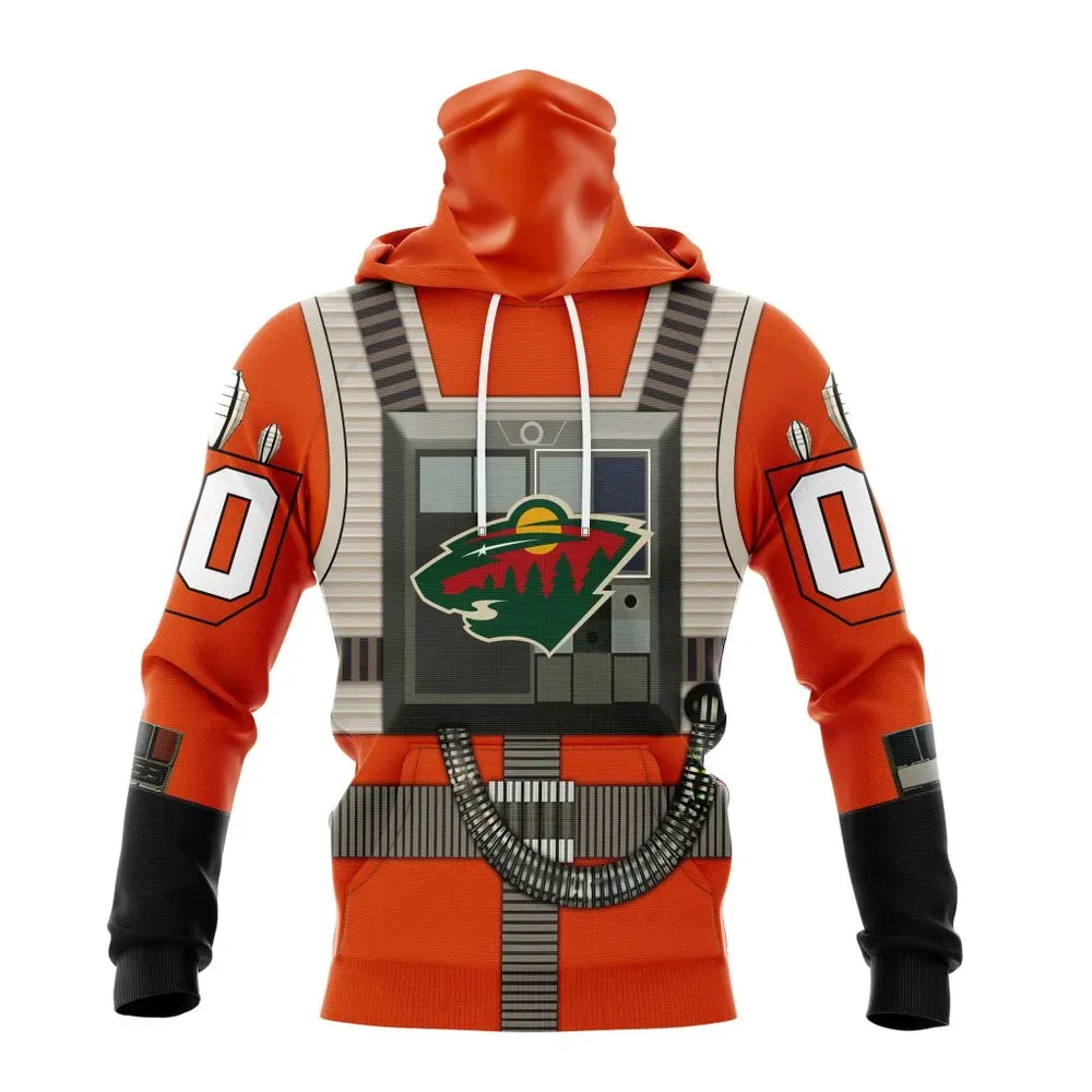 NHL Minnesota Wild Star Wars Rebel Pilot Design St2201 Mask Hoodie