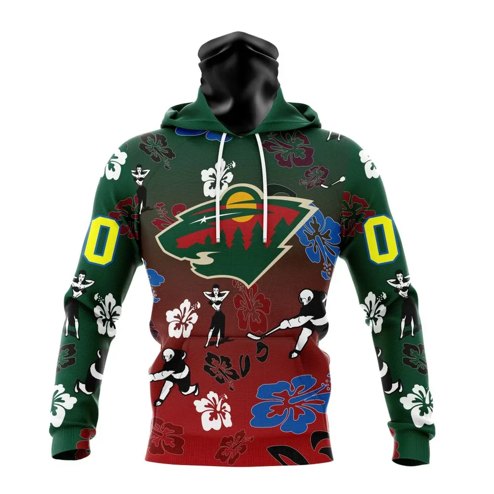 NHL Minnesota Wild X Hawaii Specialized Design For Hawaiia V0122 Mask Hoodie