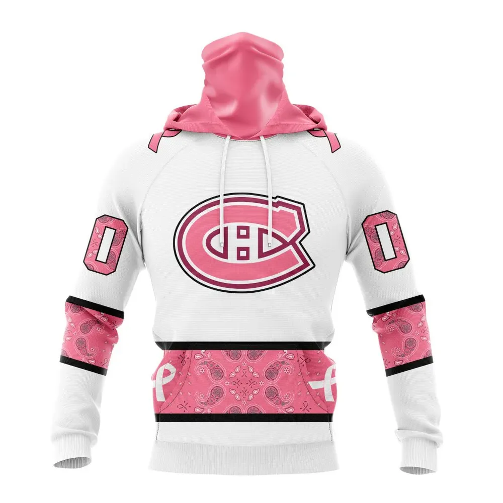 NHL Montreal Canadiens In Classic Style With Paisley! In October We Wear Pink Breast Cancer Mask Hoodie