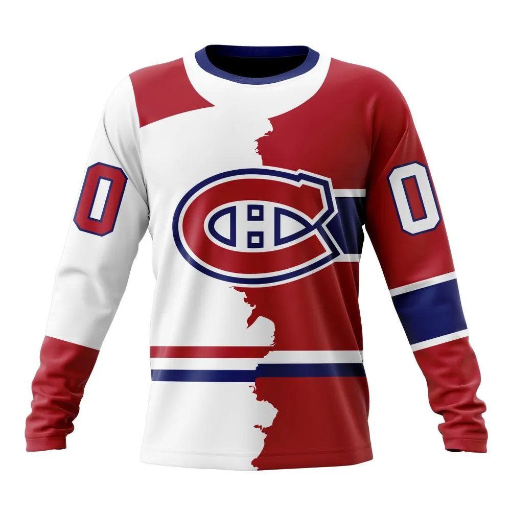 NHL Montreal Canadiens Personalize Home Mix Away Kits Long Sleeved Sweatshirt 