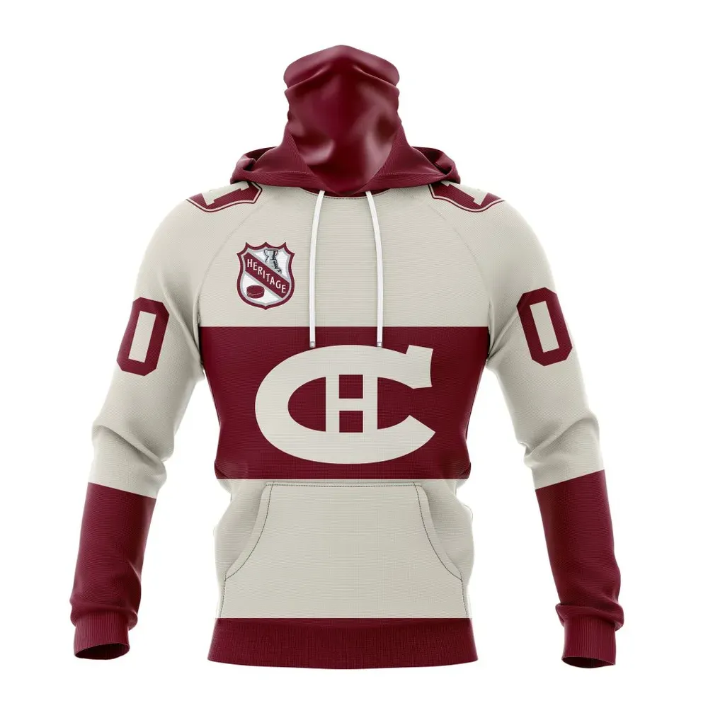 NHL Montreal Canadiens Personalized Heritage Design St2401 Mask Hoodie