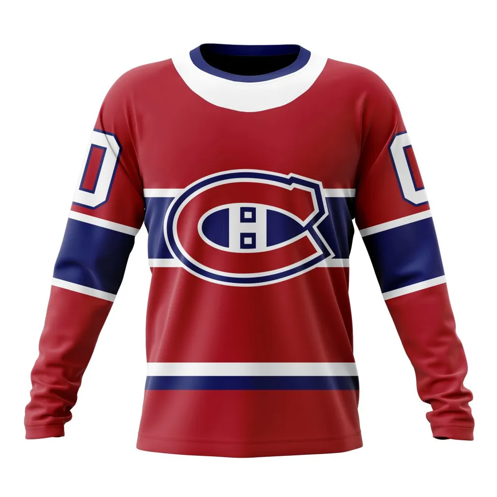 NHL Montreal Canadiens Personalized Home Kits Long Sleeved Sweatshirt 