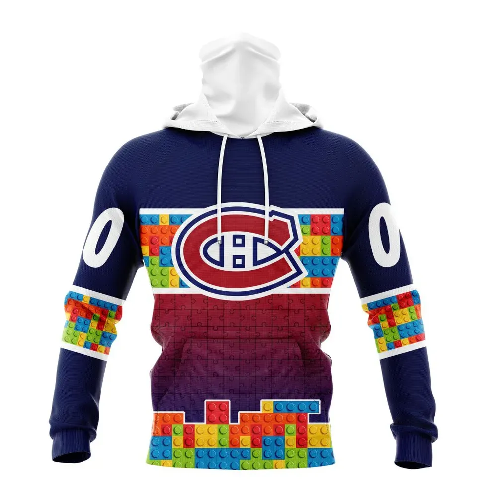 NHL Montreal Canadiens Special Autism Awareness Design V2301 Mask Hoodie