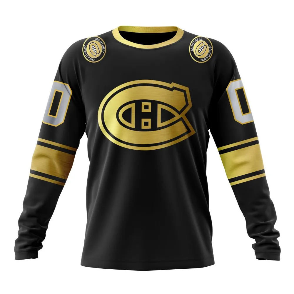 NHL Montreal Canadiens Special Black And Gold Design St2401 Long Sleeved Sweatshirt 