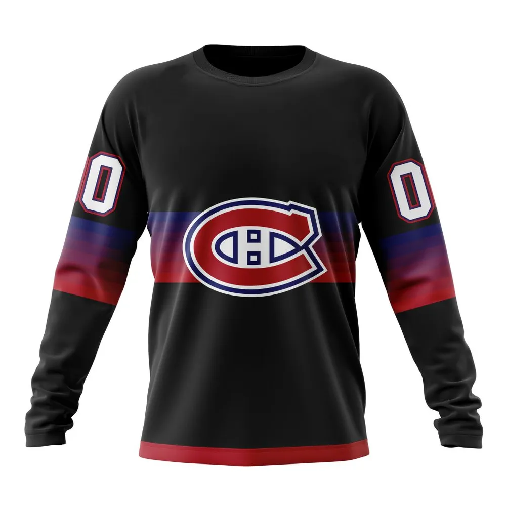 NHL Montreal Canadiens Special Black And Gradient Design St2301 Long Sleeved Sweatshirt 