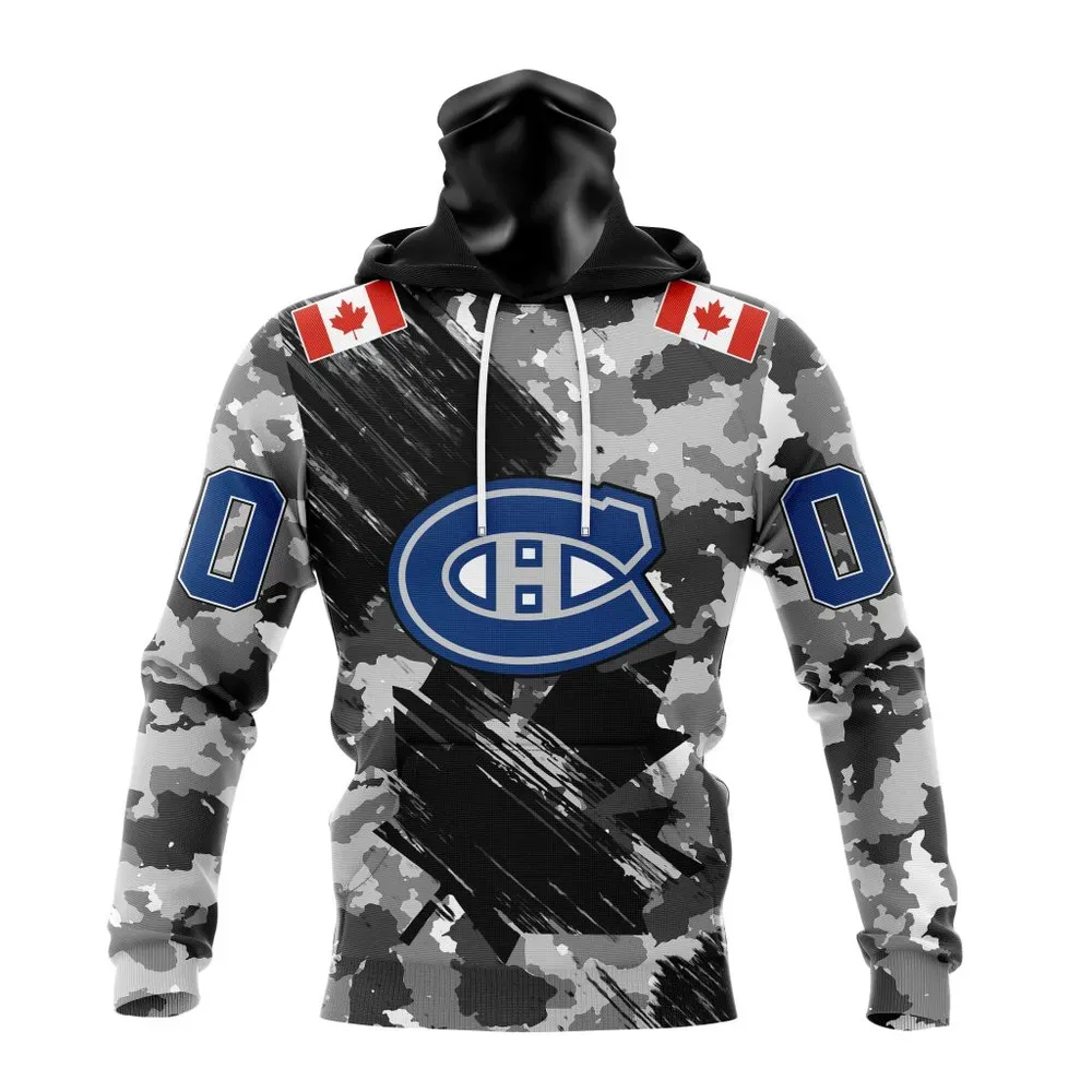 NHL Montreal Canadiens Special Camo Armed Forces Design St2301 Mask Hoodie