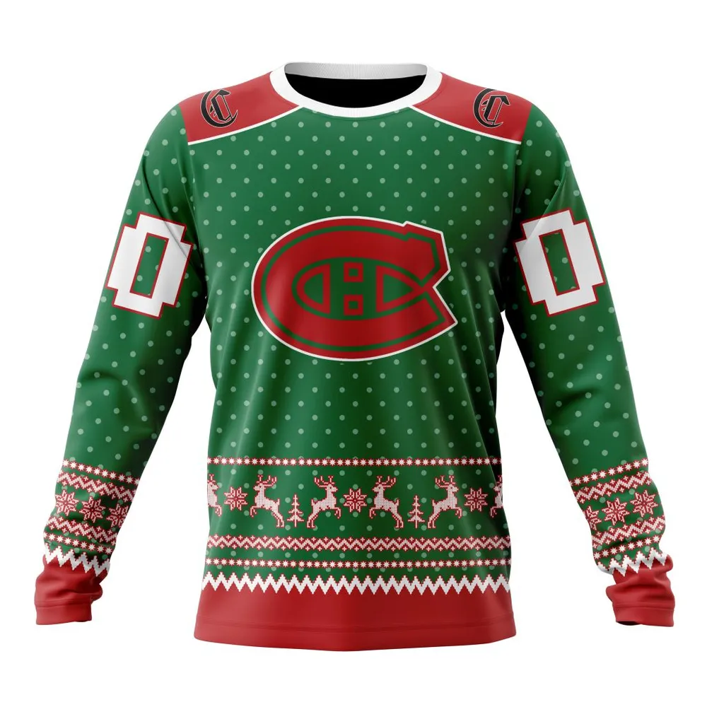 NHL Montreal Canadiens Special Christmas Apparel St2201 Long Sleeved Sweatshirt 