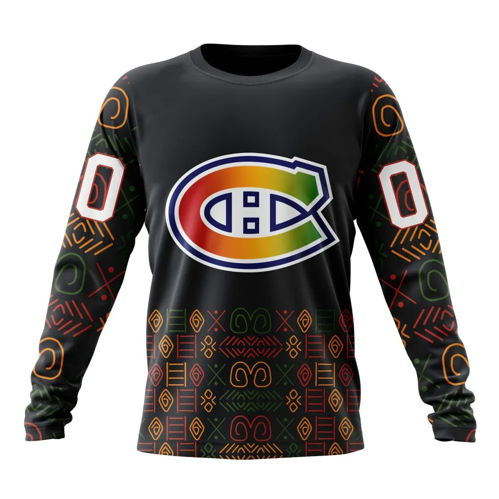 NHL Montreal Canadiens Special Design For Black History Month St2401 Long Sleeved Sweatshirt 