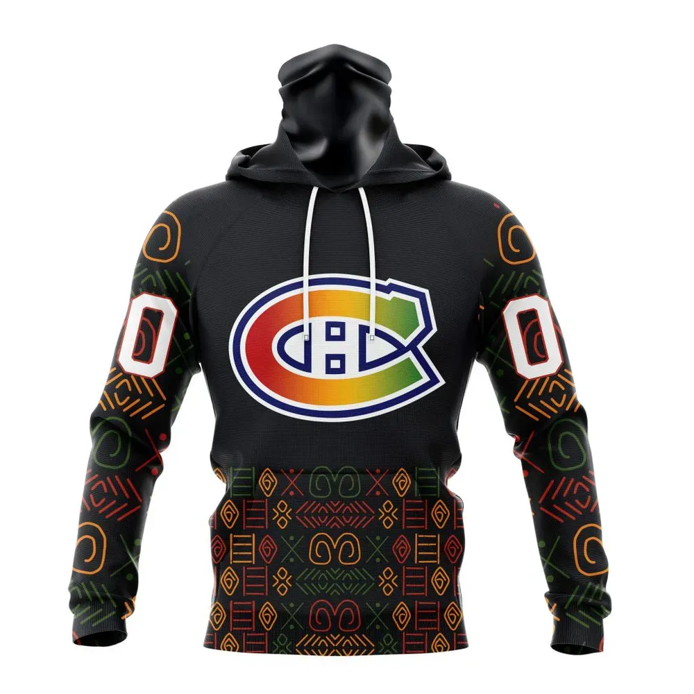 NHL Montreal Canadiens Special Design For Black History Month St2401 Mask Hoodie