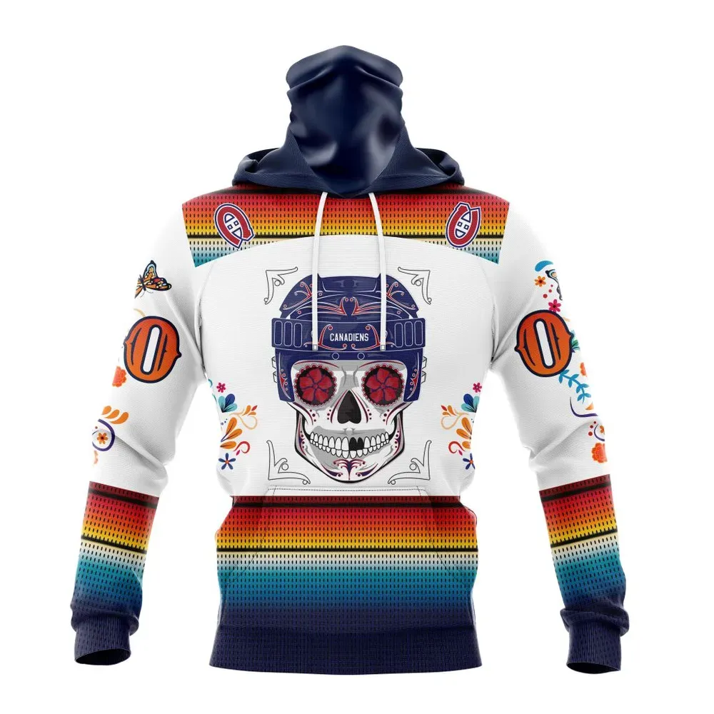 NHL Montreal Canadiens Special Design For Dia De Los Muertos St2301 Mask Hoodie