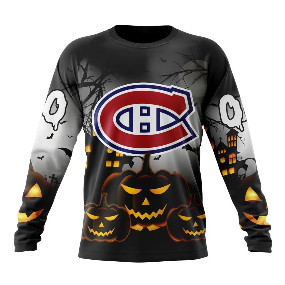 NHL Montreal Canadiens Special Design For Halloween St2302 Long Sleeved Sweatshirt 