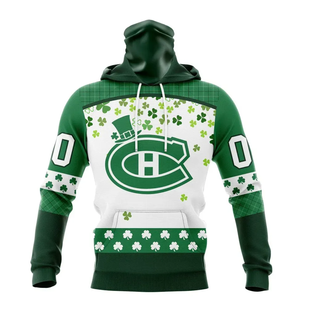 NHL Montreal Canadiens Special Design For St. Patrick Day St2401 Mask Hoodie