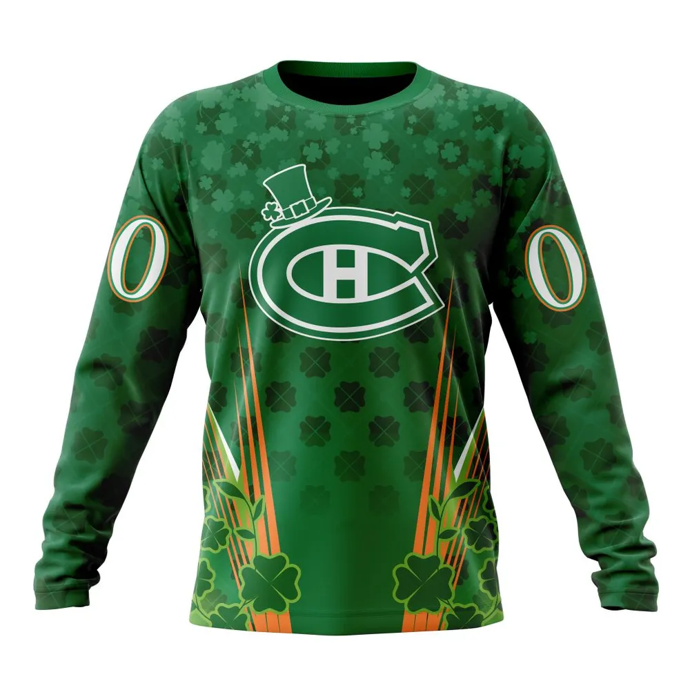 NHL Montreal Canadiens Special Design For St. Patrickâ€™S Day St2402 Long Sleeved Sweatshirt 