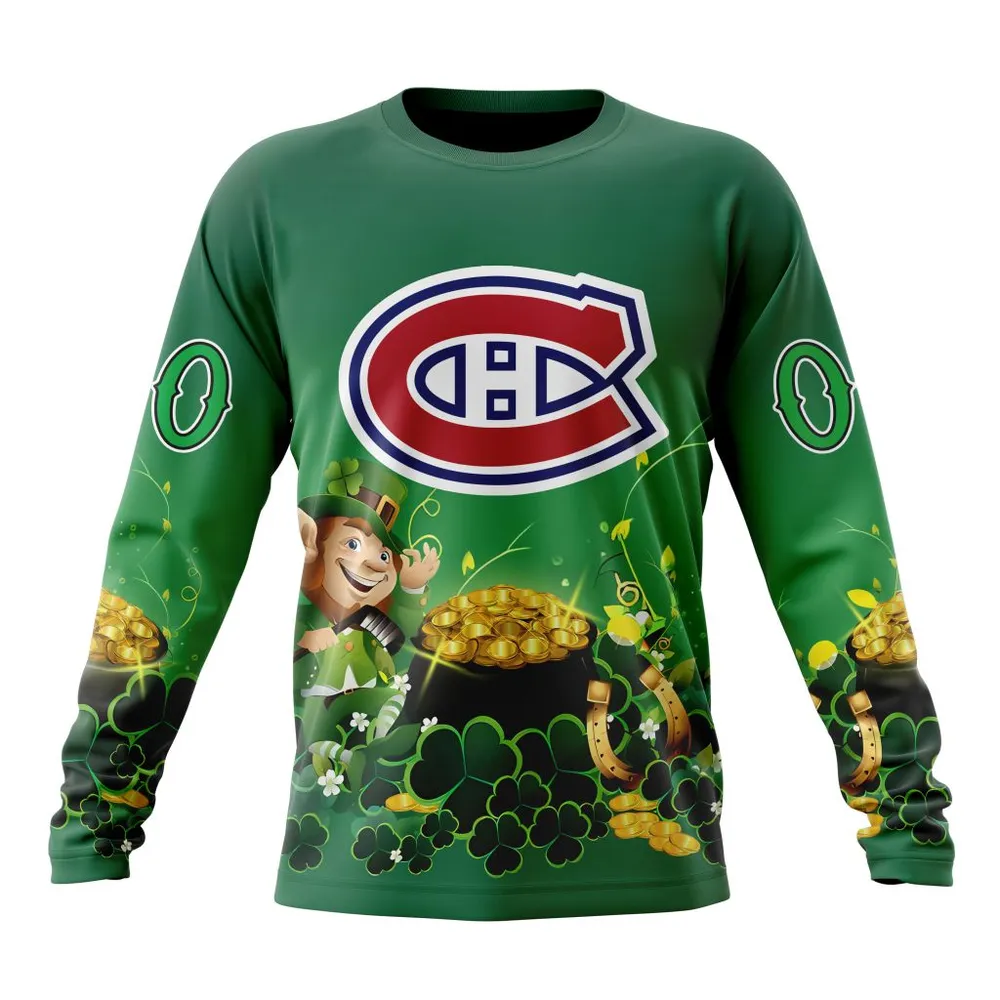 NHL Montreal Canadiens Special Design For St. Patrickâ€™S Day St2403 Long Sleeved Sweatshirt 