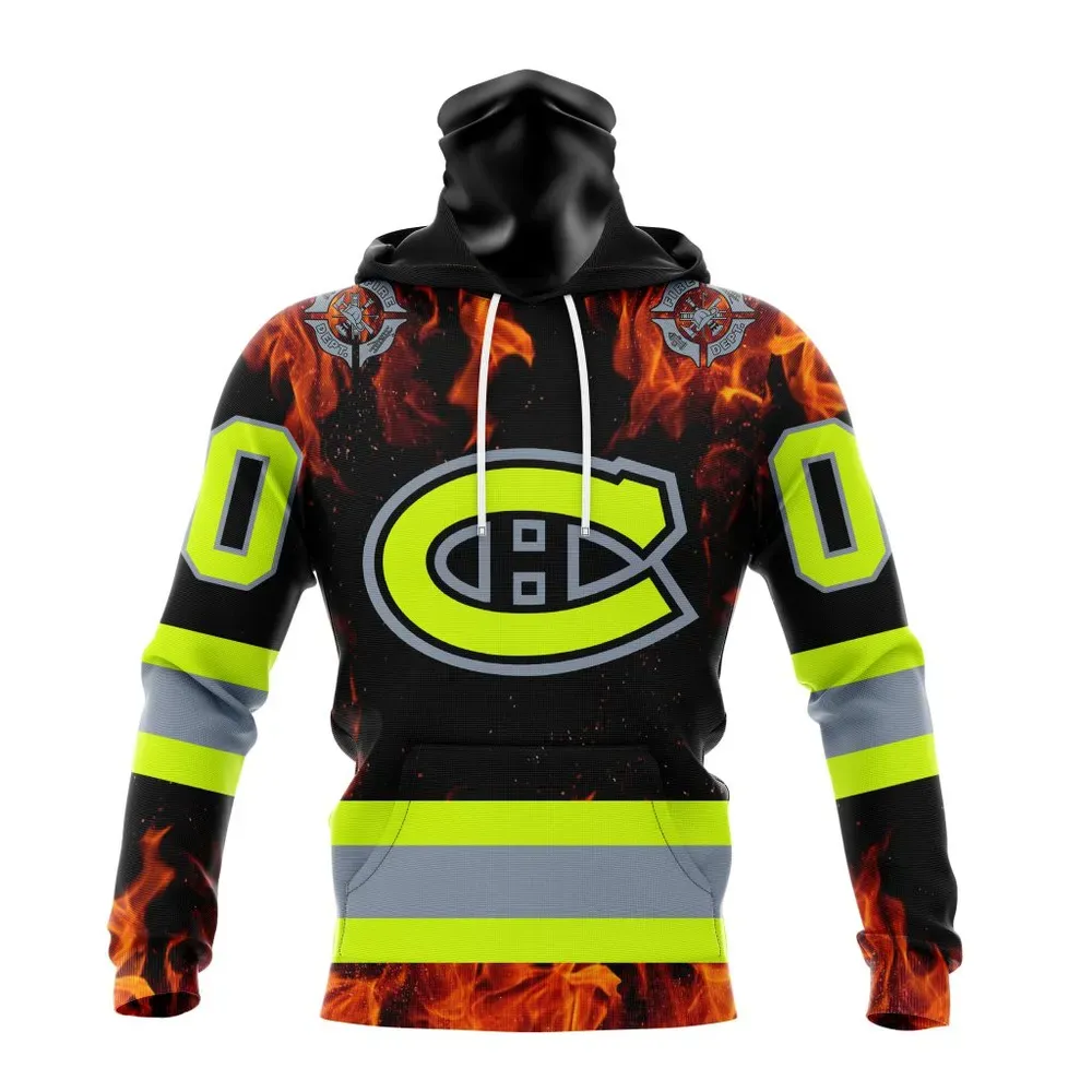 NHL Montreal Canadiens Special Design Honoring Firefighters St2401 Mask Hoodie