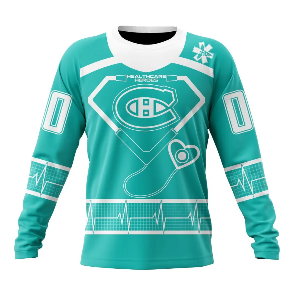 NHL Montreal Canadiens Special Design Honoring Healthcare Heroes St2301 Long Sleeved Sweatshirt 