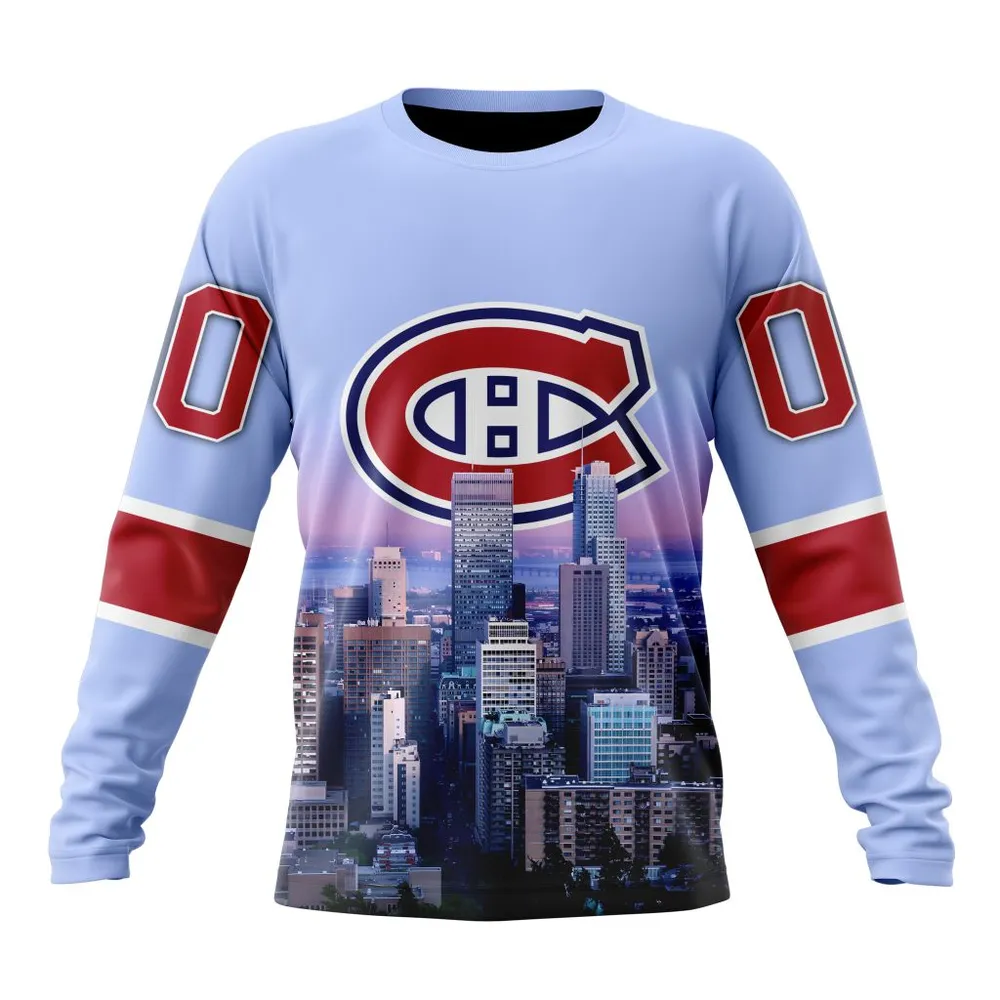 NHL Montreal Canadiens Special Design With City Skyline St2301 Long Sleeved Sweatshirt 