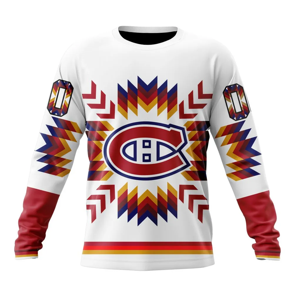 NHL Montreal Canadiens Special Design With Native Pattern St2302 Long Sleeved Sweatshirt 