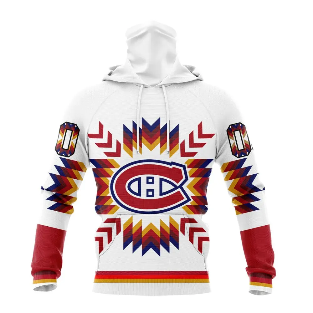 NHL Montreal Canadiens Special Design With Native Pattern St2302 Mask Hoodie