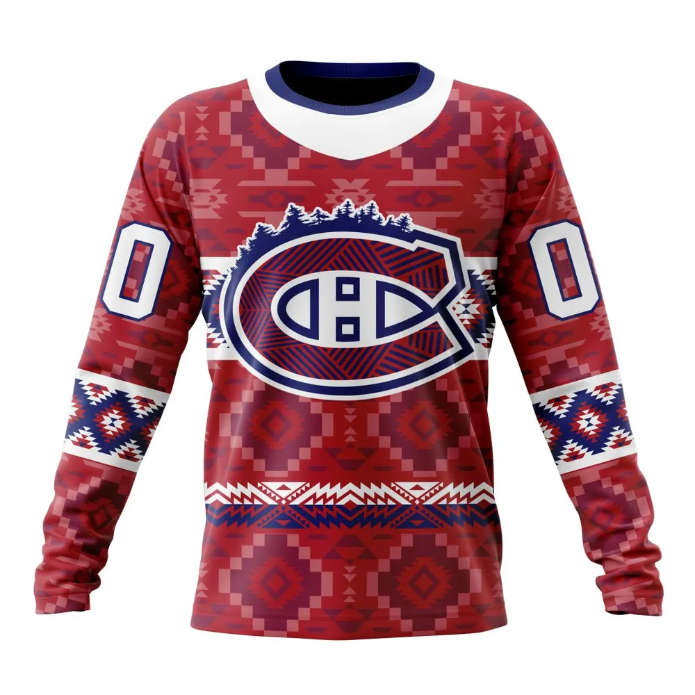 NHL Montreal Canadiens Special Design With Native Pattern St2303 Long Sleeved Sweatshirt 