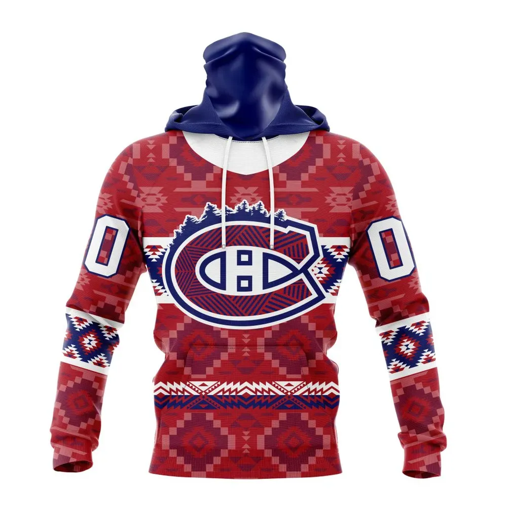 NHL Montreal Canadiens Special Design With Native Pattern St2303 Mask Hoodie