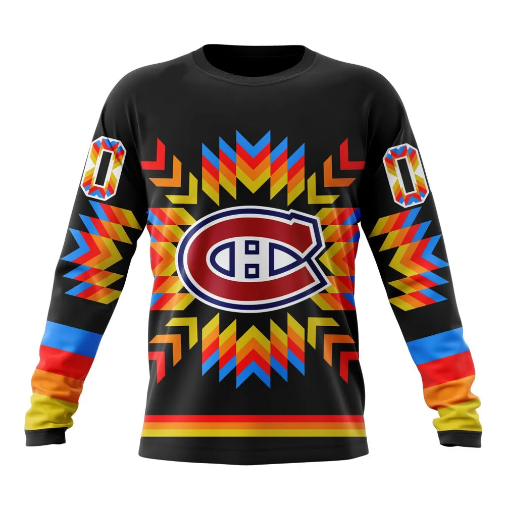 NHL Montreal Canadiens Special Design With Native Pattern St2306 Long Sleeved Sweatshirt 