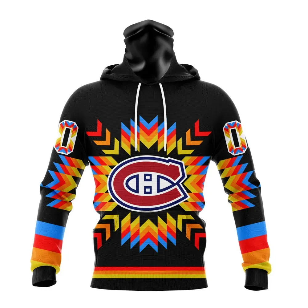 NHL Montreal Canadiens Special Design With Native Pattern St2306 Mask Hoodie