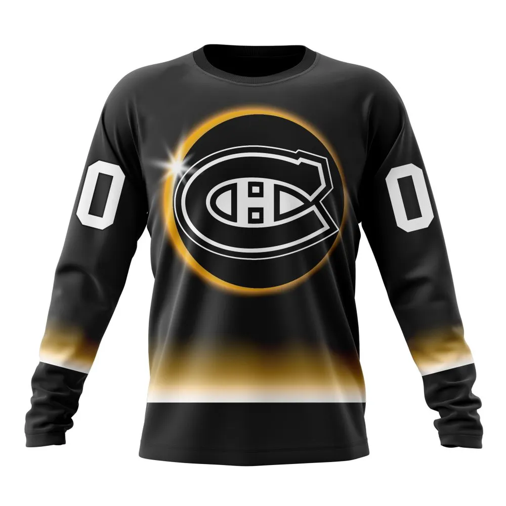 NHL Montreal Canadiens Special Eclipse Design St2401 Long Sleeved Sweatshirt 