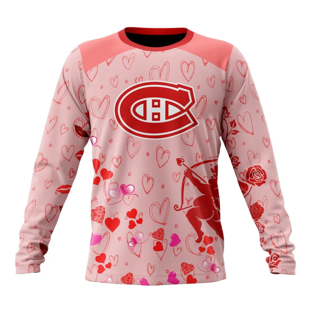 NHL Montreal Canadiens Special Gift For Valentines Day St2402 Long Sleeved Sweatshirt 