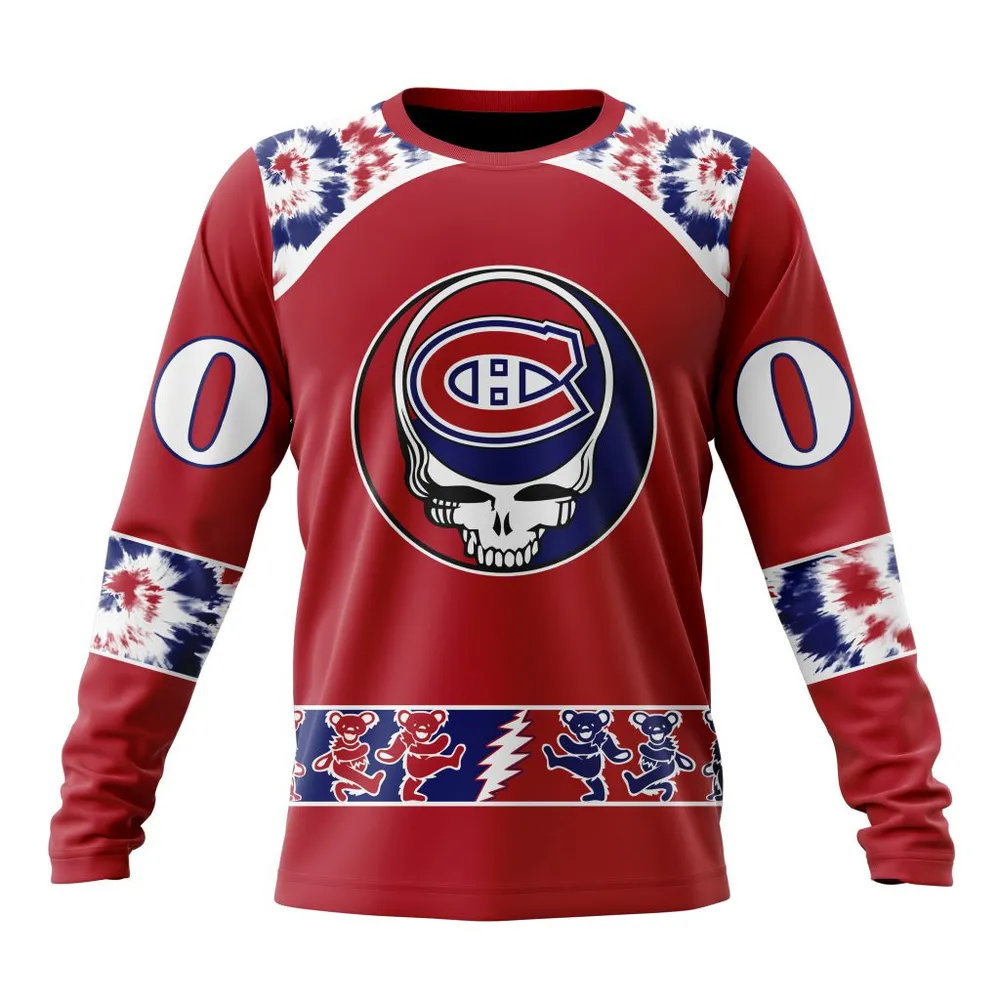 NHL Montreal Canadiens Special Grateful Dead Design St2301 Long Sleeved Sweatshirt 