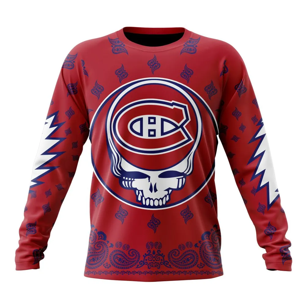 NHL Montreal Canadiens Special Grateful Dead Design St2303 Long Sleeved Sweatshirt 