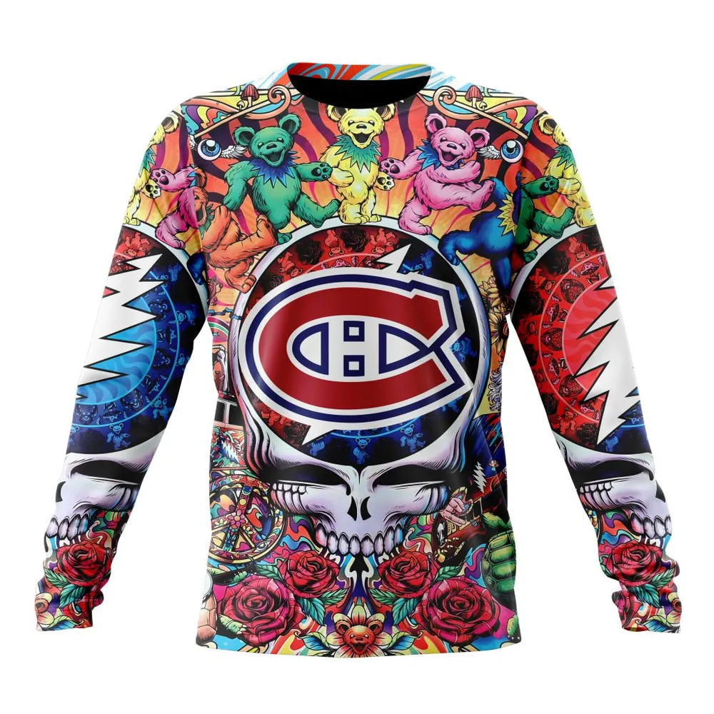 NHL Montreal Canadiens Special Grateful Dead Design St2304 Long Sleeved Sweatshirt 