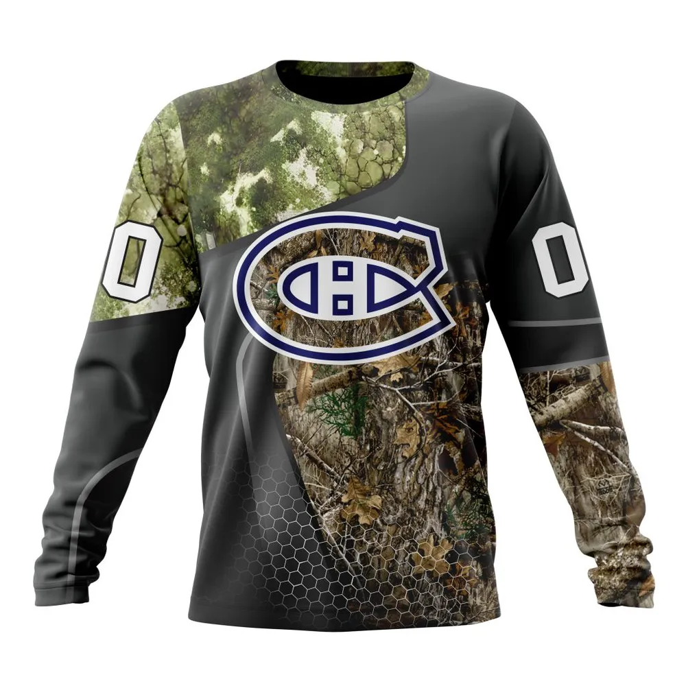 NHL Montreal Canadiens Special Hunting Camo Design St2302 Long Sleeved Sweatshirt 