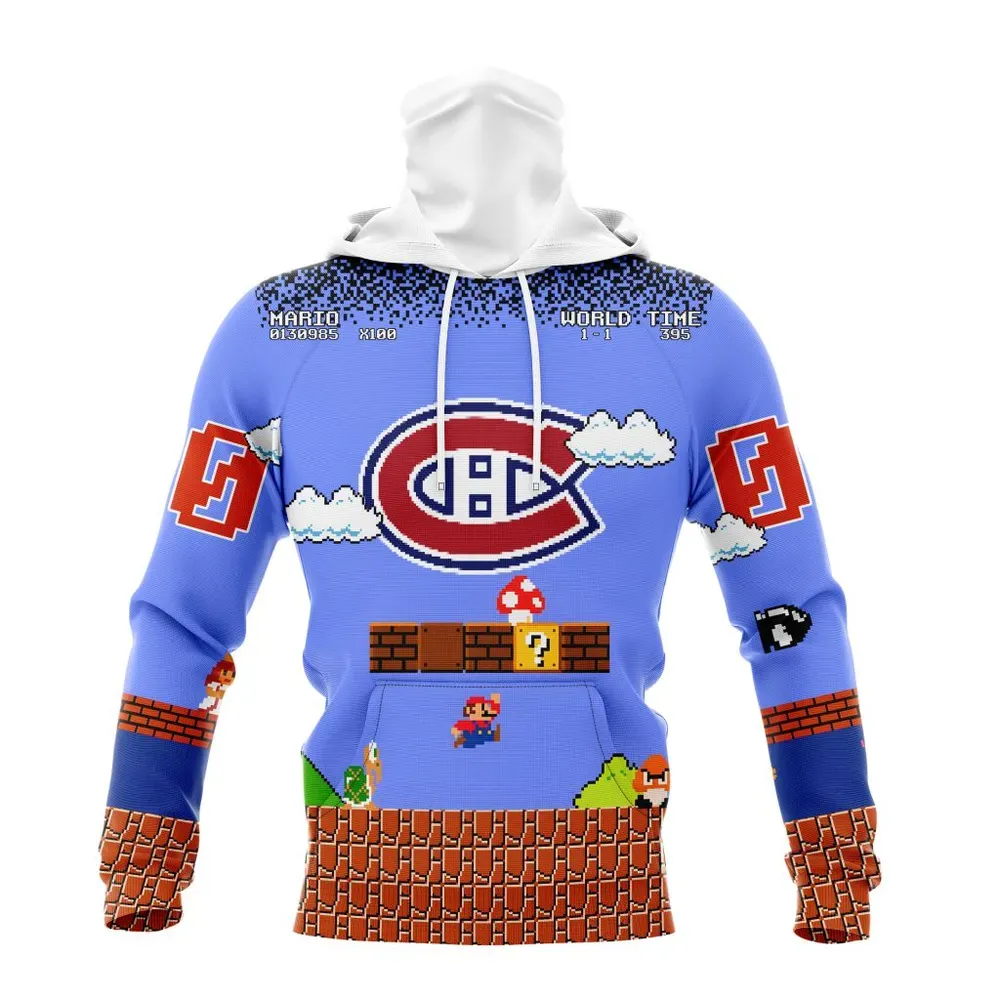 NHL Montreal Canadiens Special Kits With Super Mario Game Design Mask Hoodie