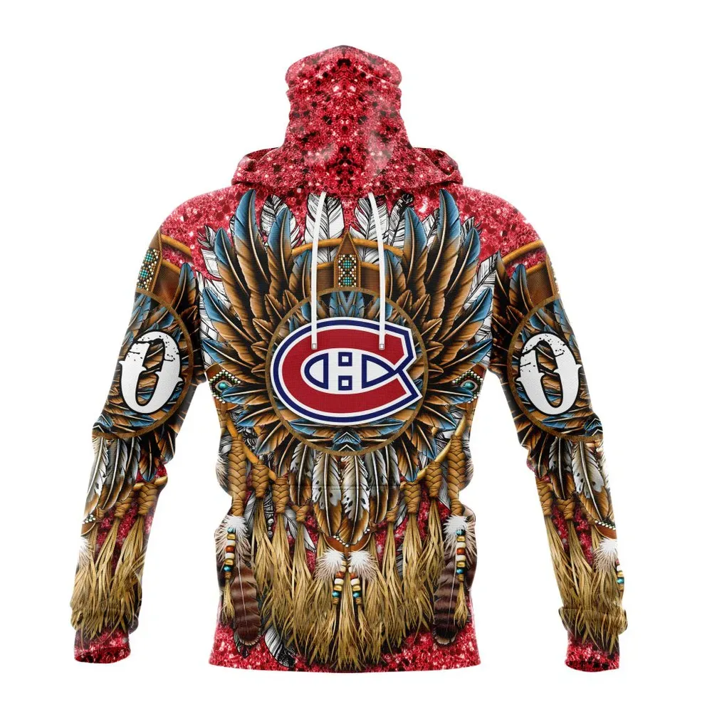 NHL Montreal Canadiens Special Native Costume Design St2201 Mask Hoodie