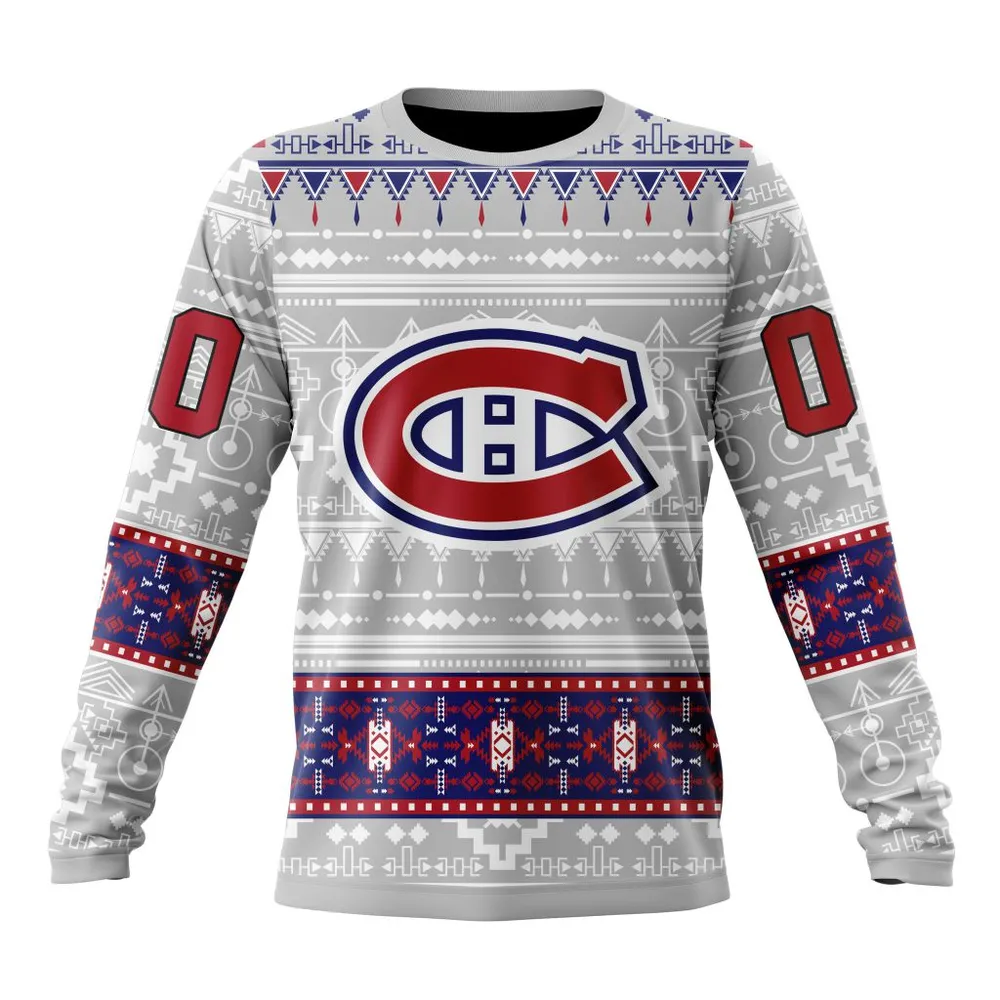 NHL Montreal Canadiens Special Native Design St2302 Long Sleeved Sweatshirt 