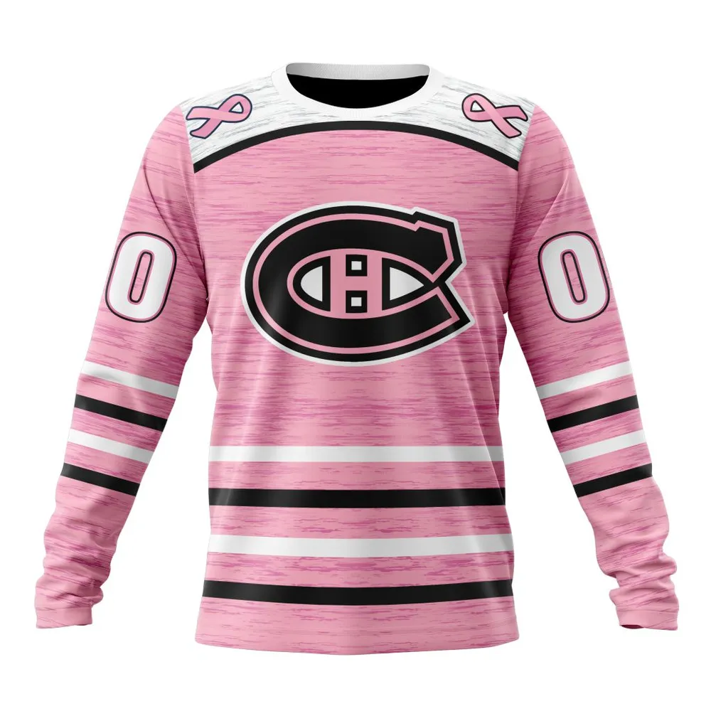 NHL Montreal Canadiens Special Pink Fight Breast Cancer Design St2304 Long Sleeved Sweatshirt 