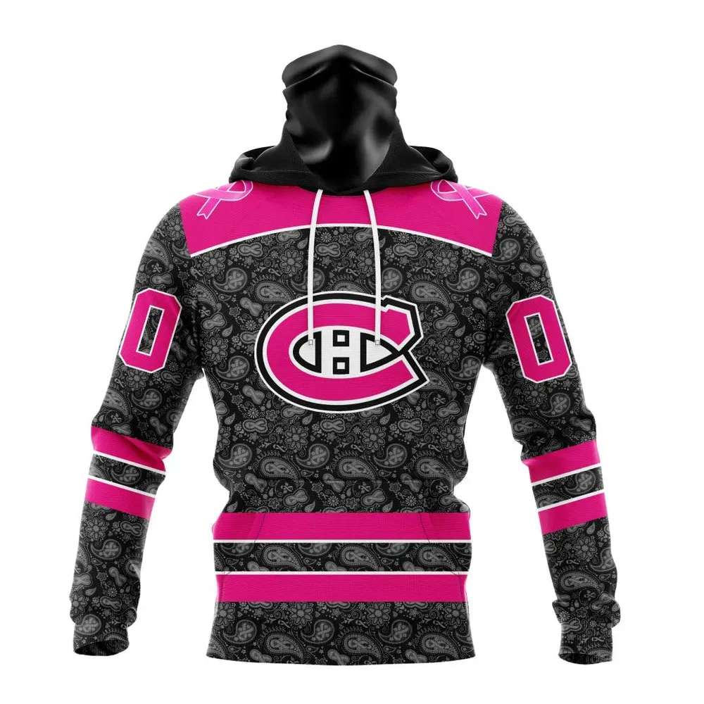 NHL Montreal Canadiens Special Pink In The Rink Fight Breast Cancer St2301 Mask Hoodie