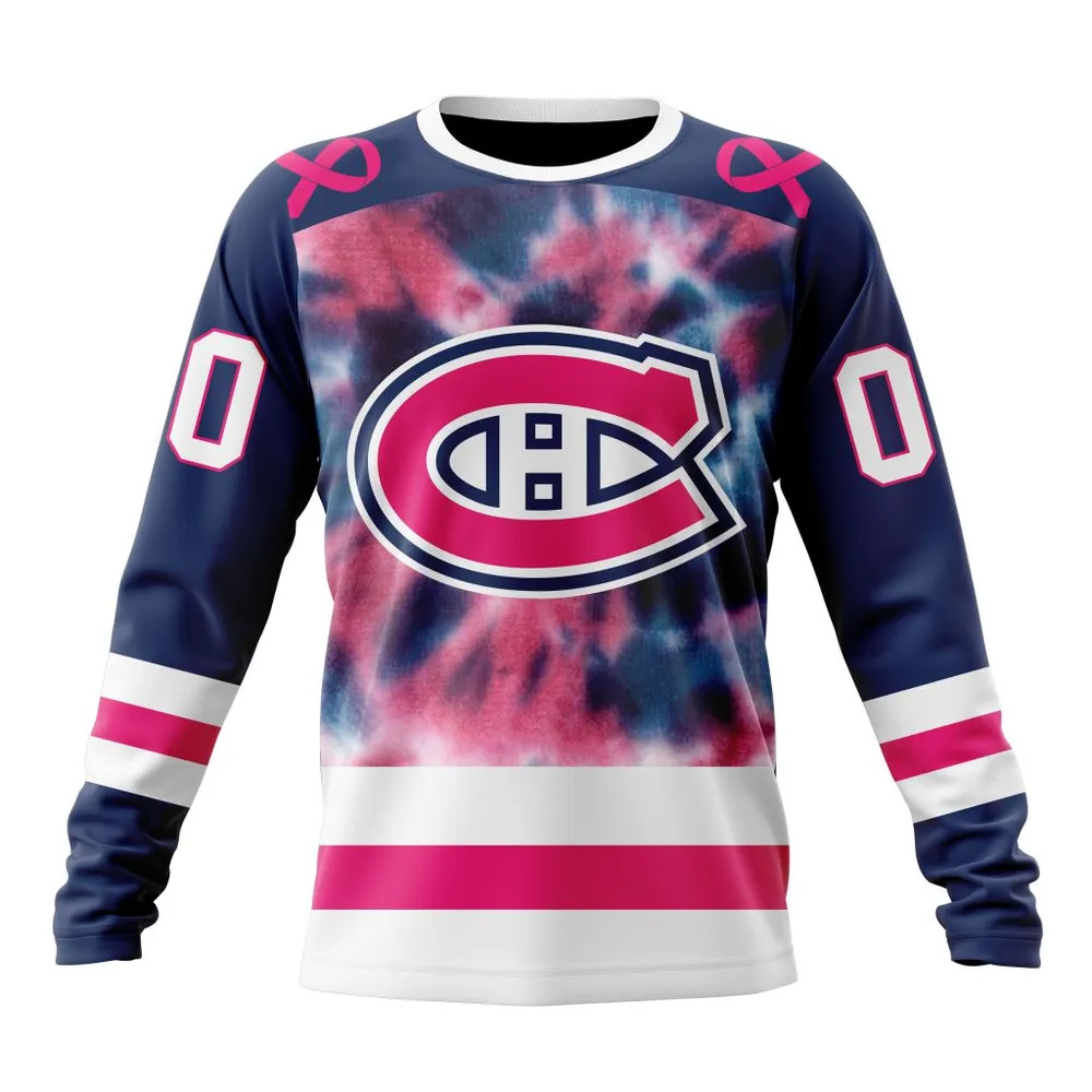 NHL Montreal Canadiens Special Pink October Fight Breast Cancer St2303 Long Sleeved Sweatshirt 