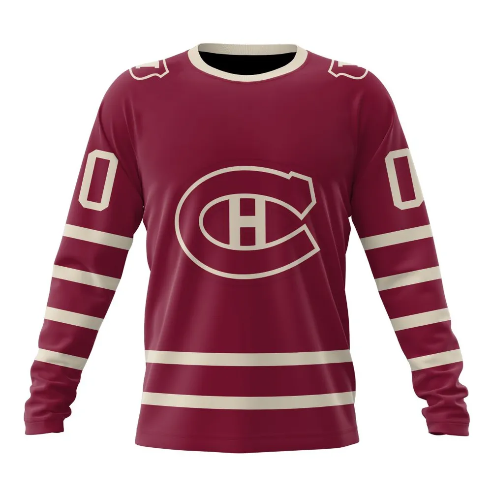 NHL Montreal Canadiens Special Two-Tone Design St2401 Long Sleeved Sweatshirt 